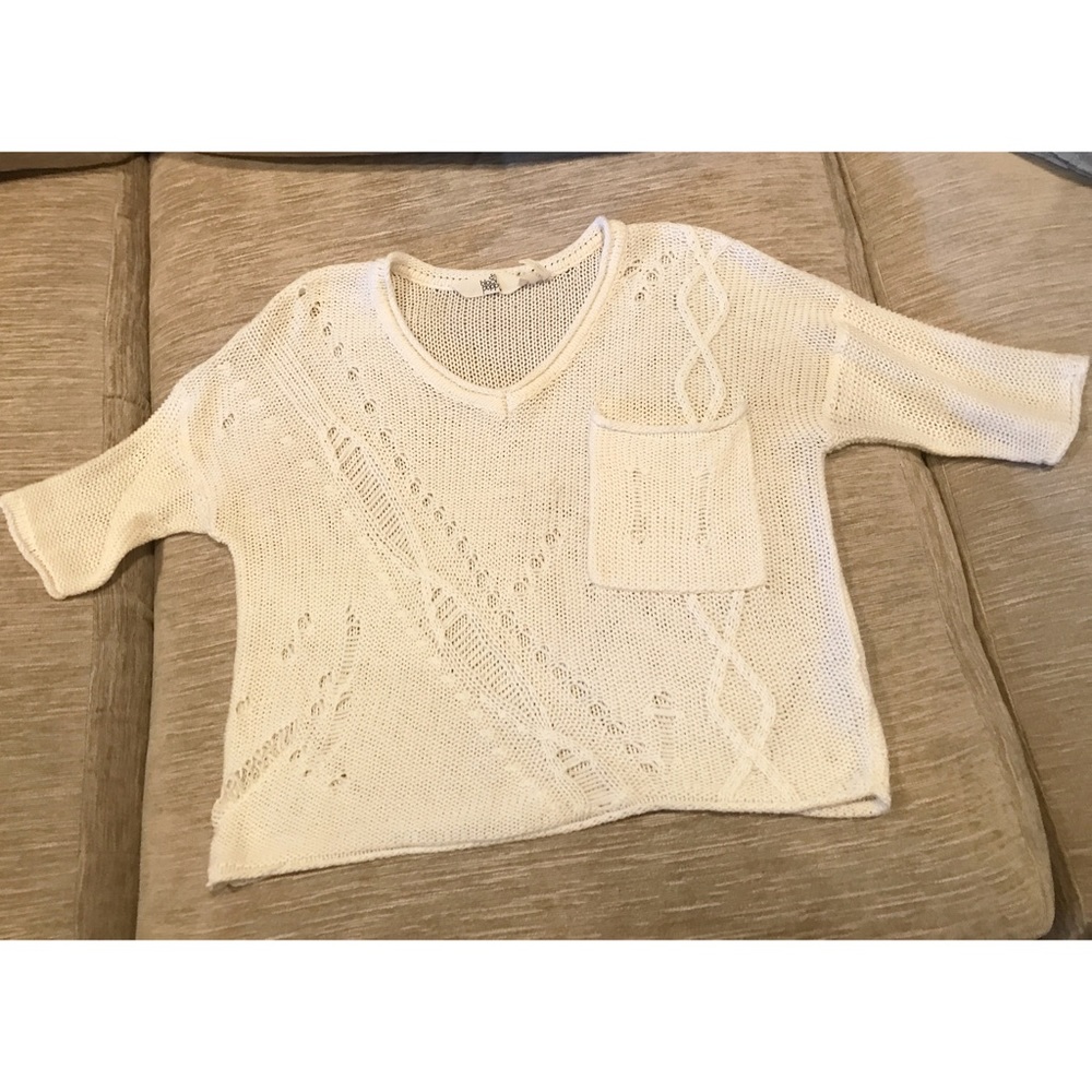 Black Poppy Cropped White Sweater - Picture 5 of 7